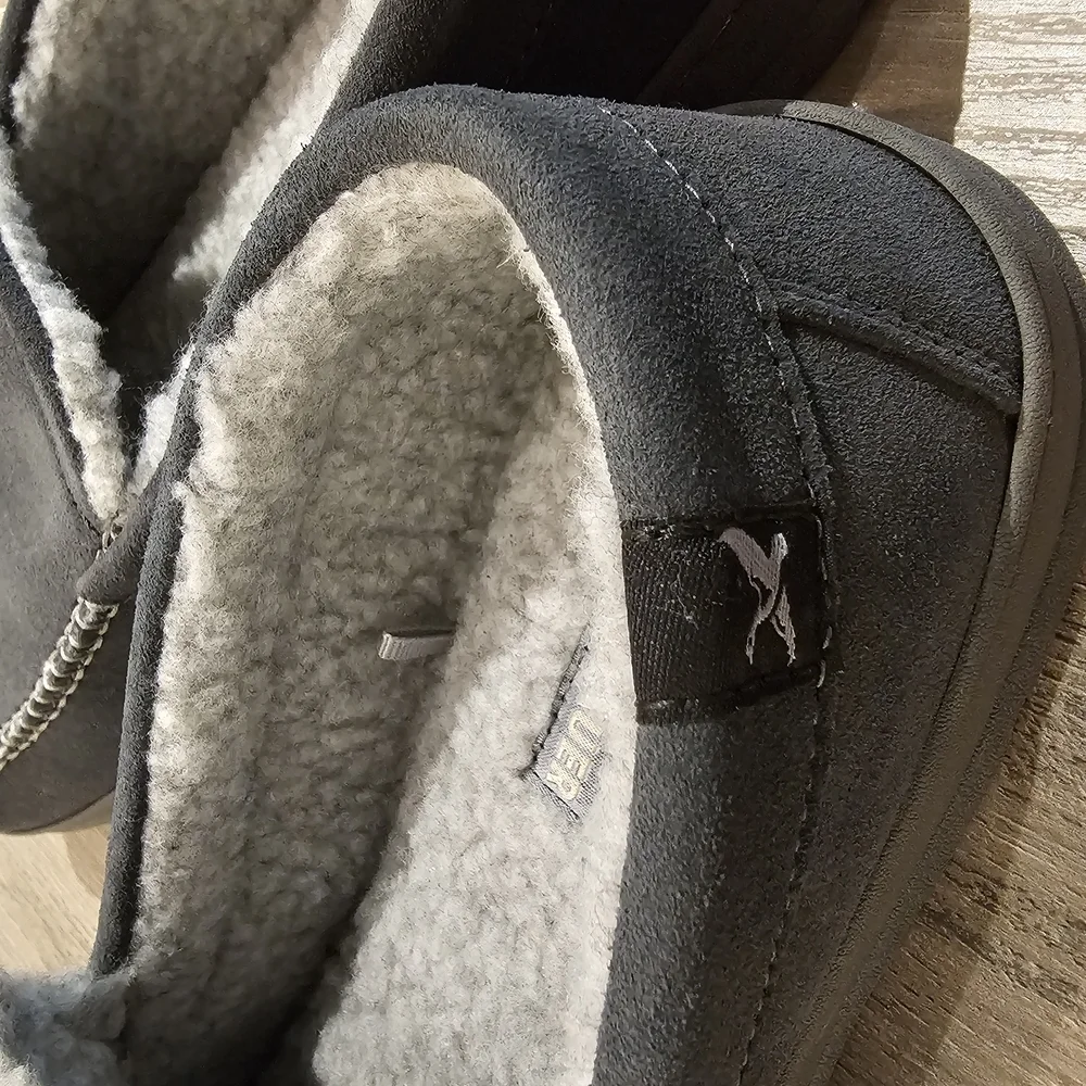 Eddie Bauer Men's Gray Moccasin Slippers